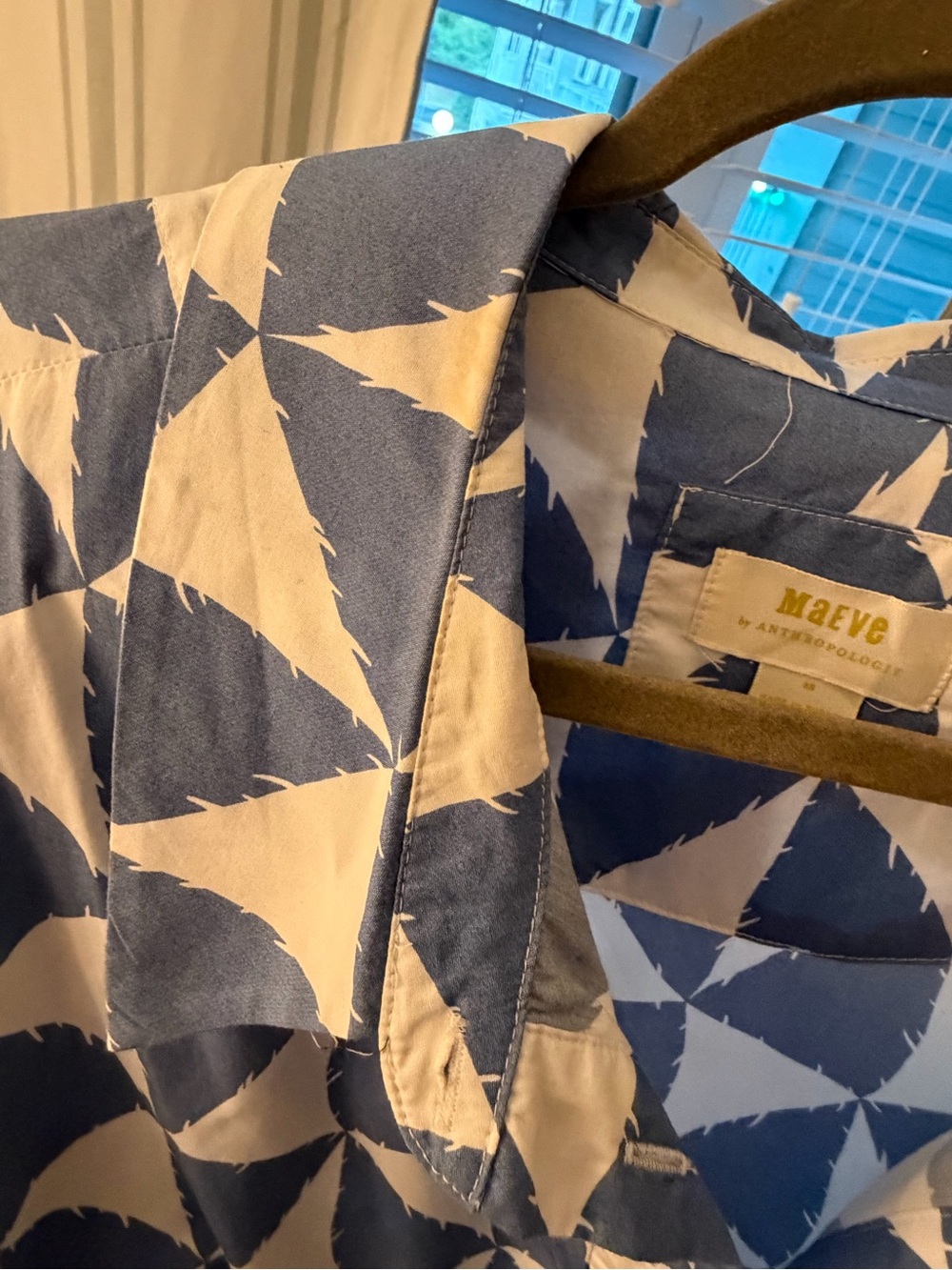 Anthropologie Blue and White Geometric Midi Dress - Picture 3 of 3